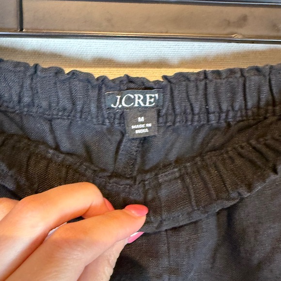 J.Crew Womens Black Linen Velvet Stripe Elastic Waist Shorts Medium Black - Picture 7 of 9